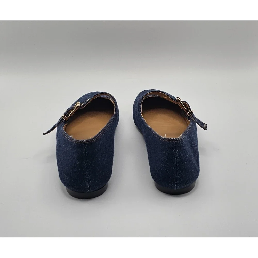 Madewell The Remy Mary Jane Flat  Dark Denim Blue Size 8.5 Shoes Ballet